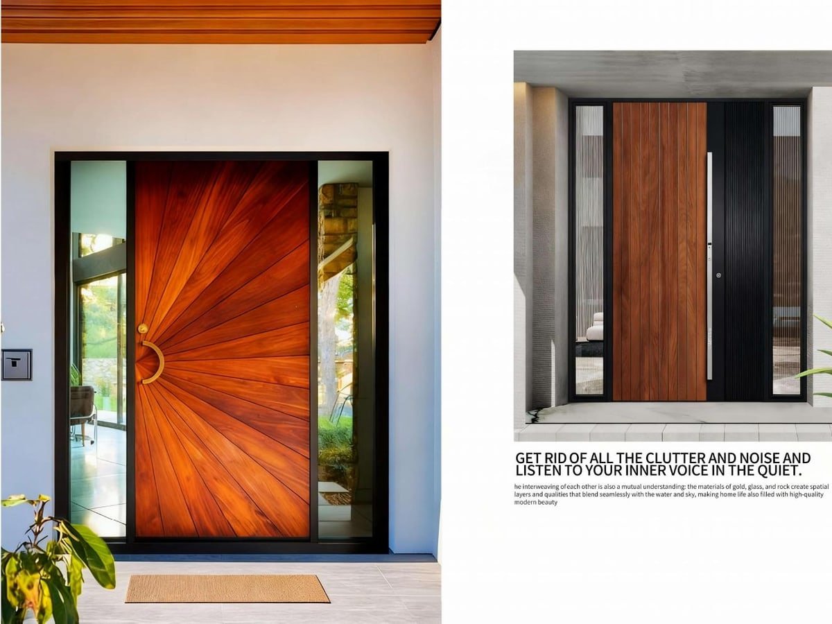 Entrance Door sunburst wood look example